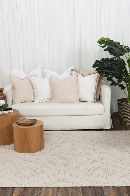 Diego Geometric Beige Wool Rug - DIEG04