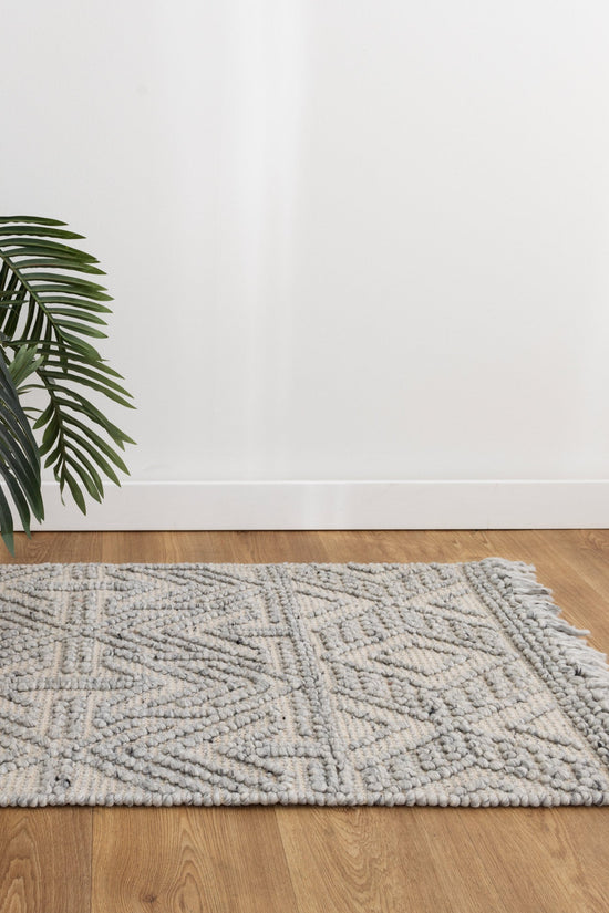 Diego Tribal Grey Wool Rug - DIEG02