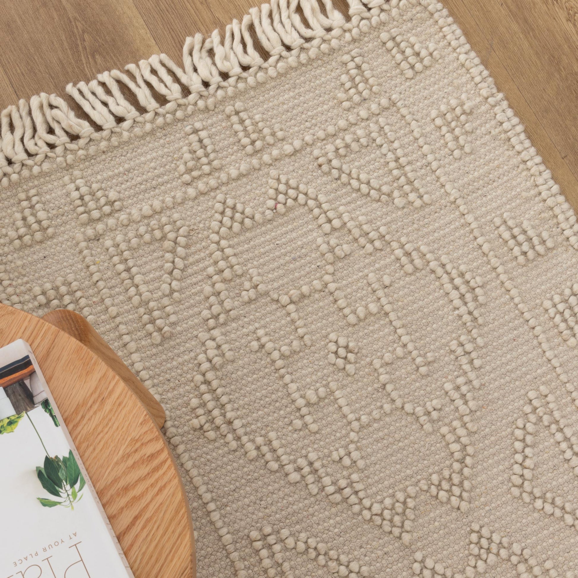 Diego Ornamental Beige Wool Rug - DIEG03