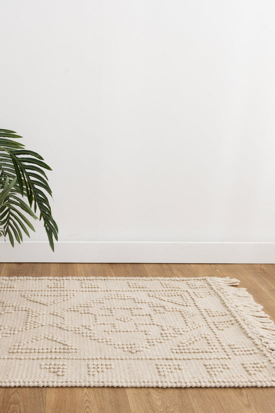 Diego Ornamental Beige Wool Rug - DIEG03