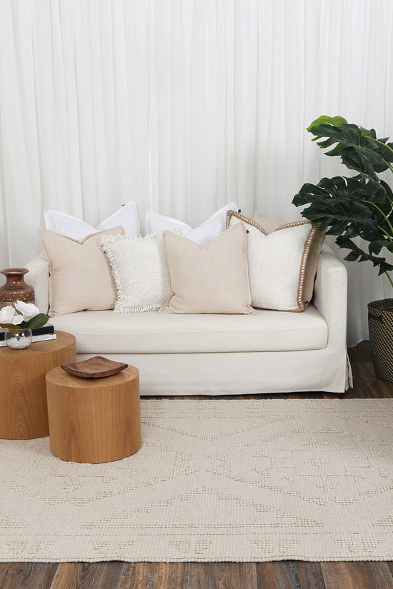 Diego Ornamental Beige Wool Rug - DIEG03