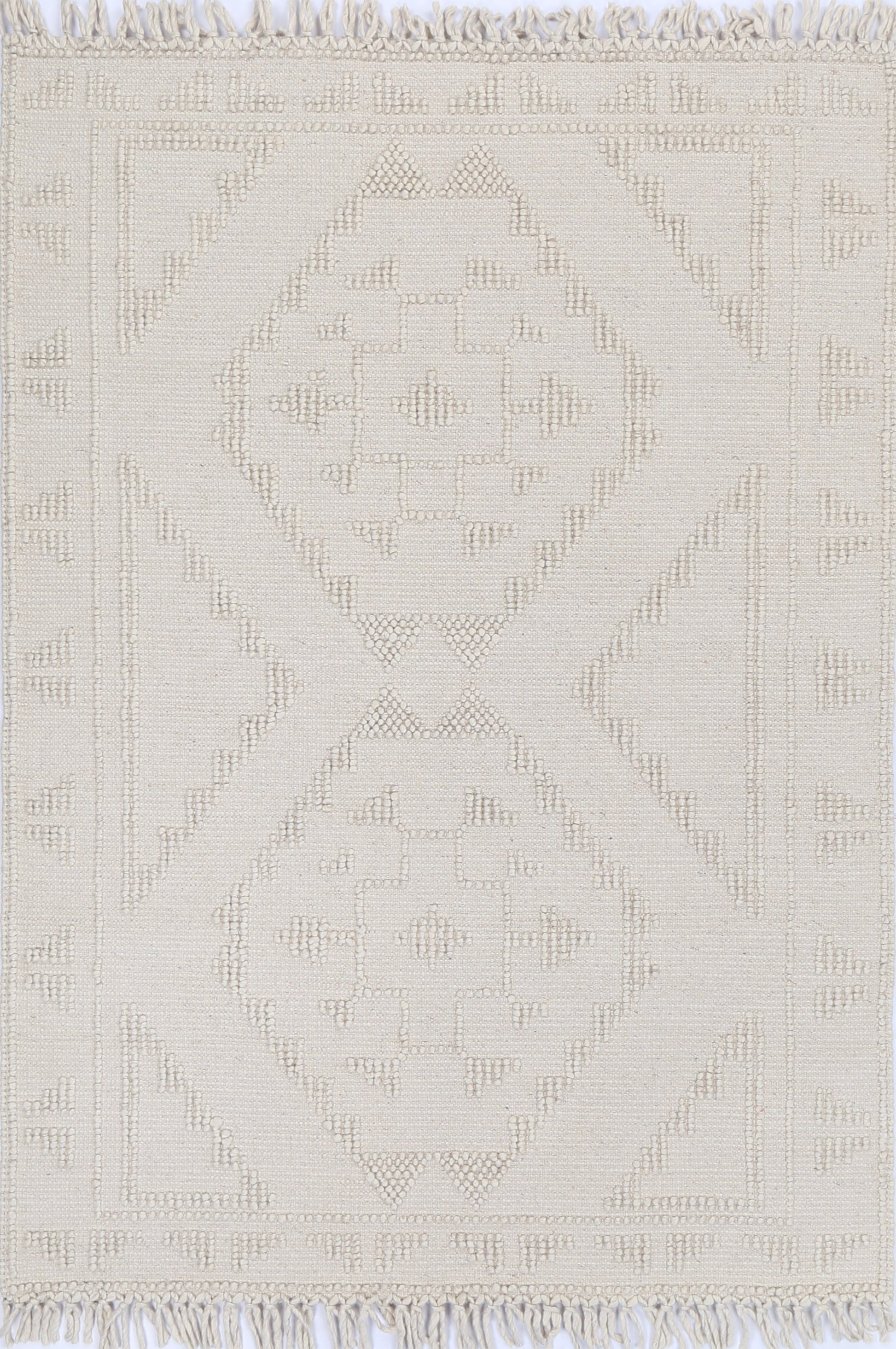 Diego Ornamental Beige Wool Rug - DIEG03