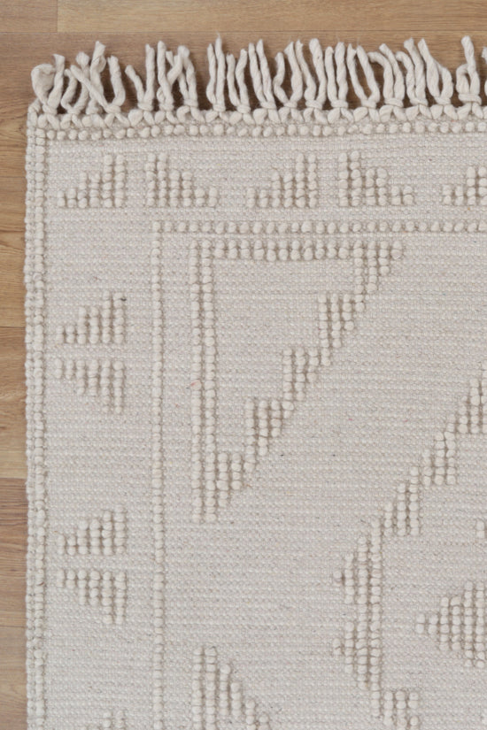 Diego Ornamental Beige Wool Rug - DIEG03