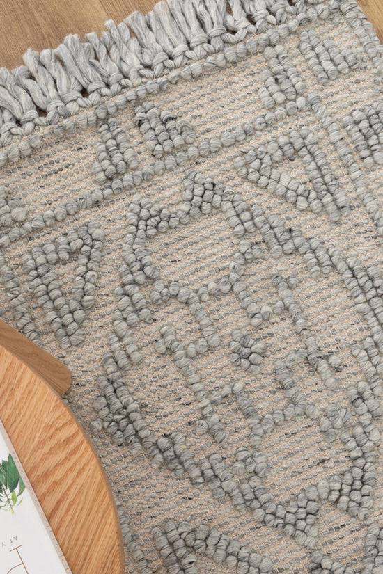 Diego Ornamental Grey Wool Rug - DIEG03