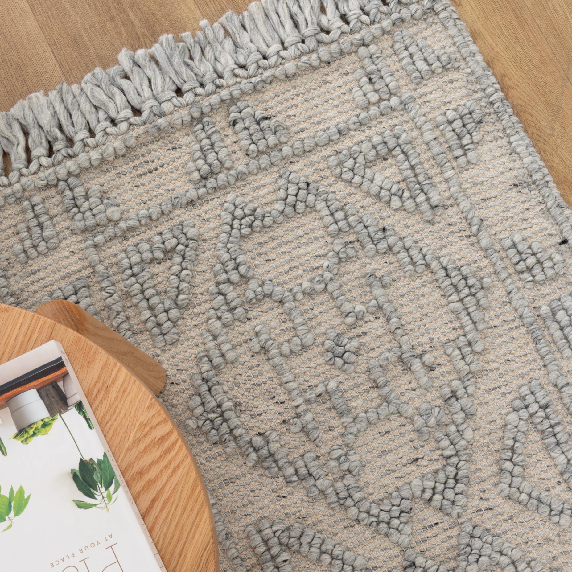 Diego Ornamental Grey Wool Rug - DIEG03