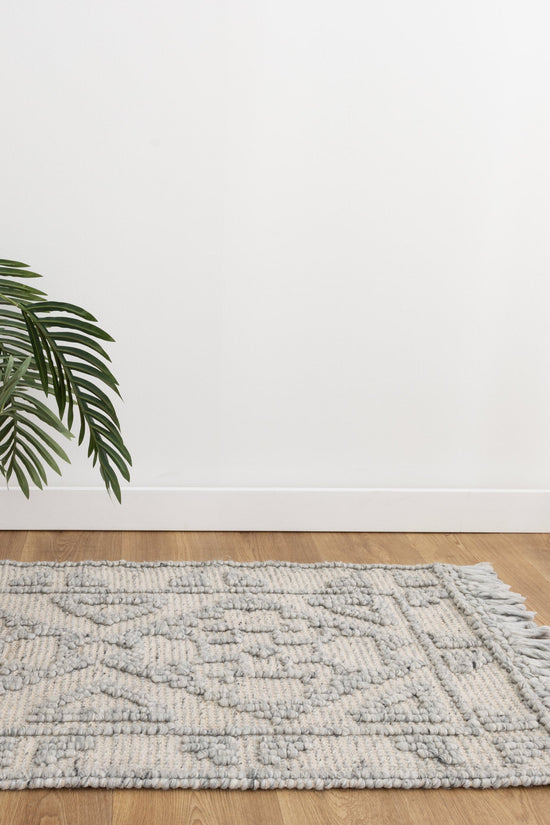 Diego Ornamental Grey Wool Rug - DIEG03