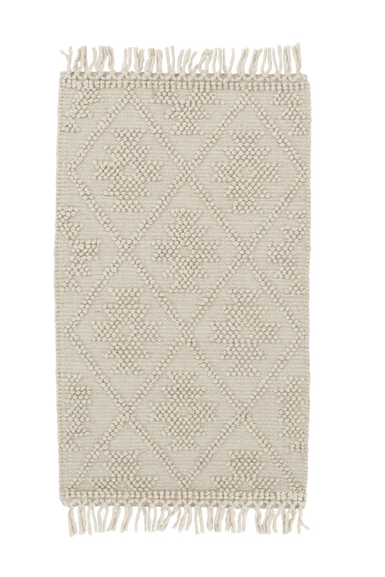 Diego Geometric Beige Wool Rug - DIEG04