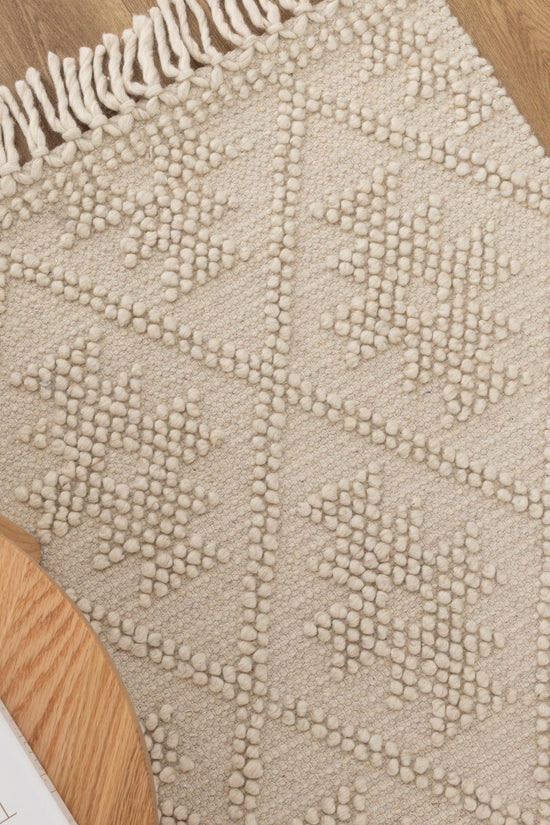 Diego Geometric Beige Wool Rug - DIEG04