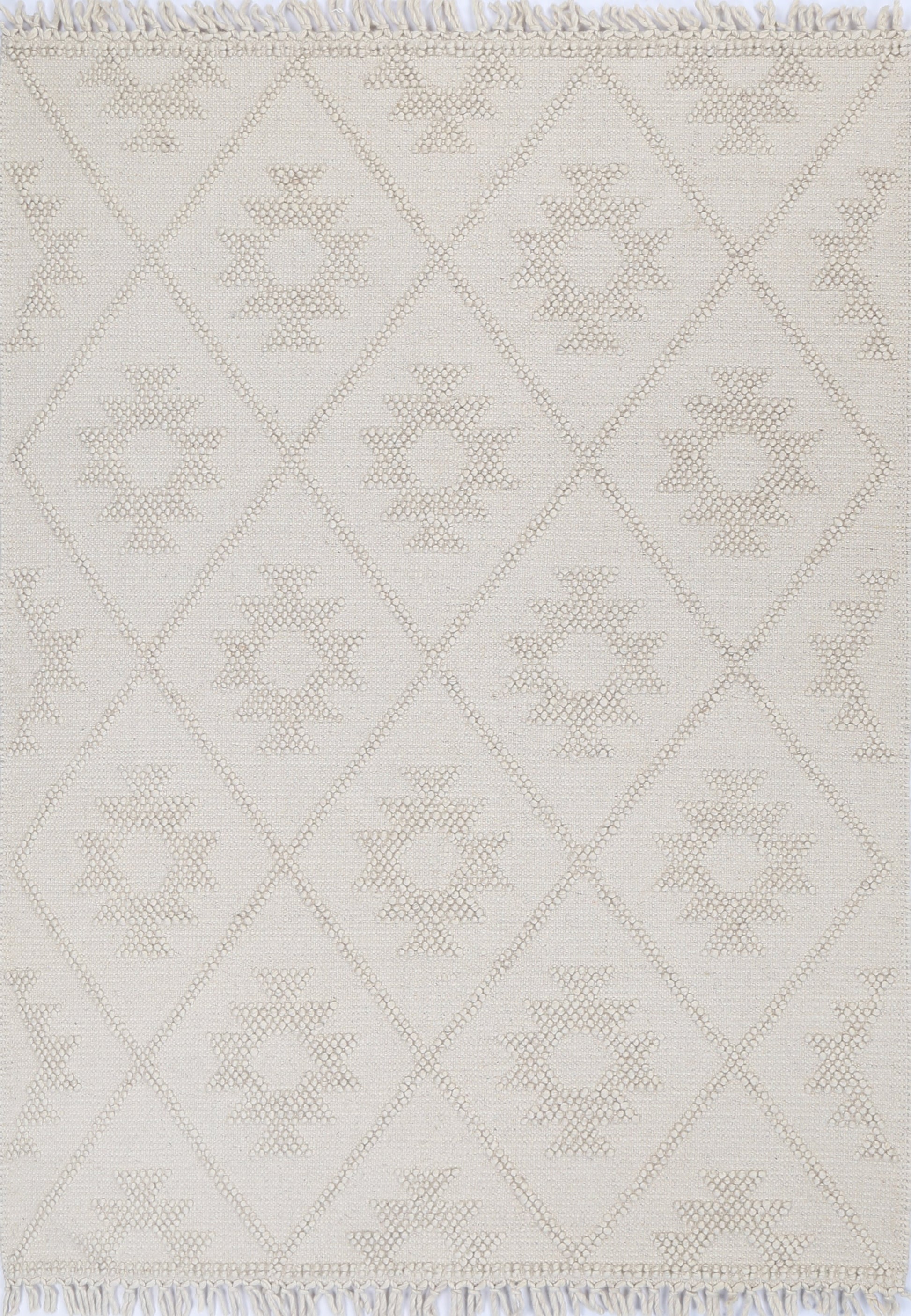 Diego Geometric Beige Wool Rug - DIEG04