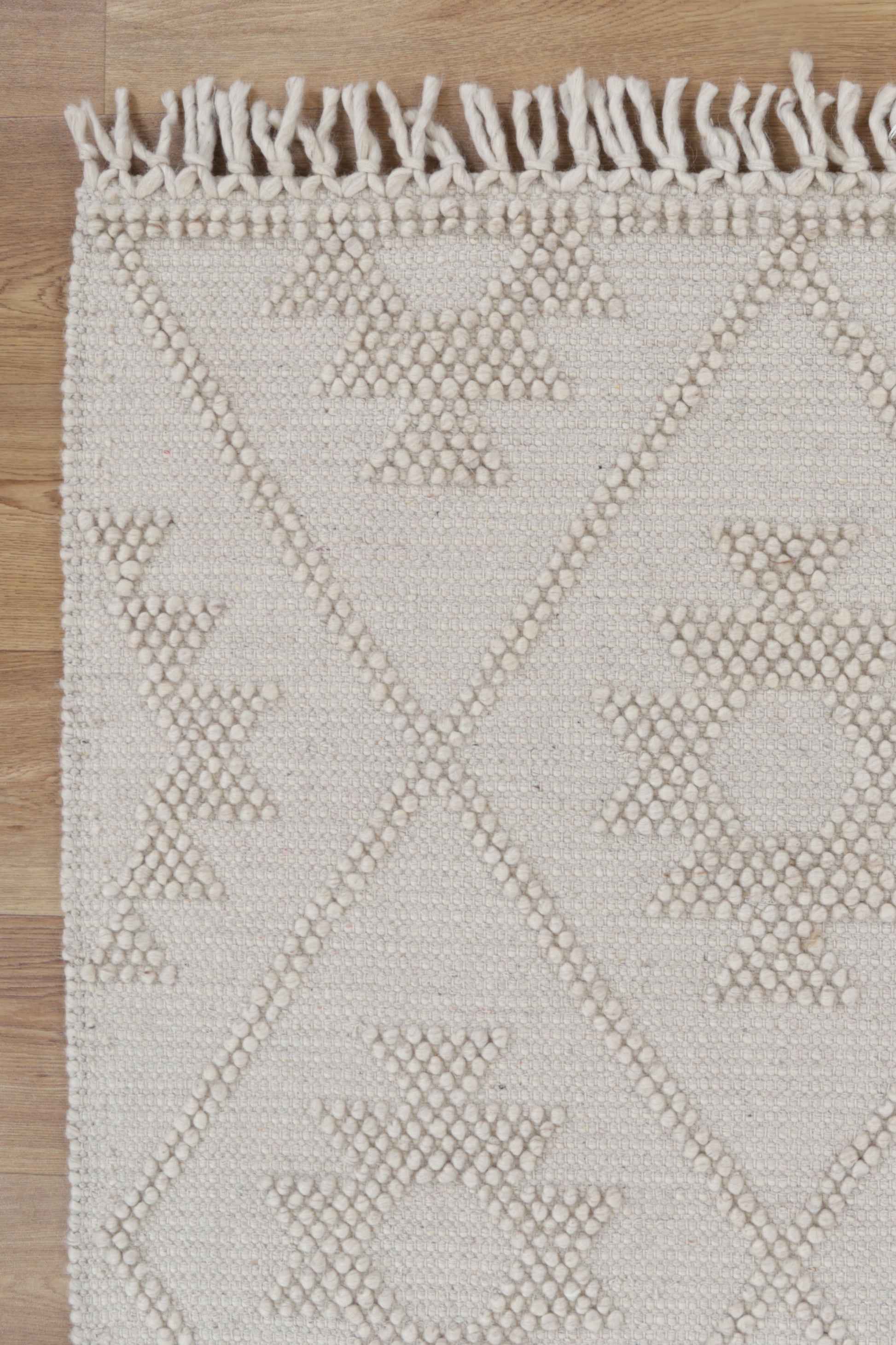 Diego Geometric Beige Wool Rug - DIEG04
