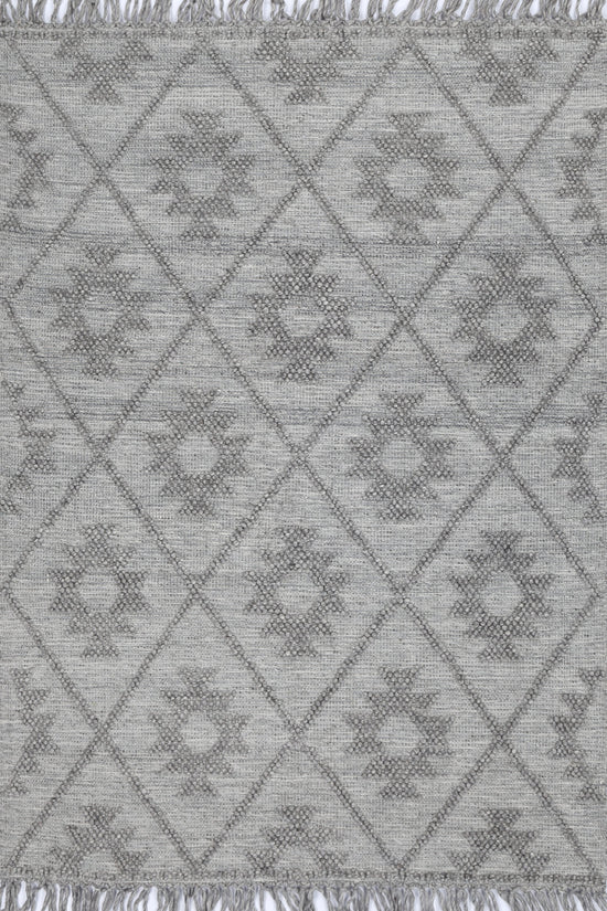 Diego Geometric Grey Multi Wool Rug - DIEG04