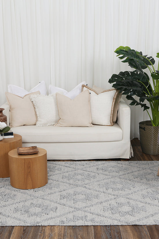 Diego Geometric Grey Wool Rug - DIEG04