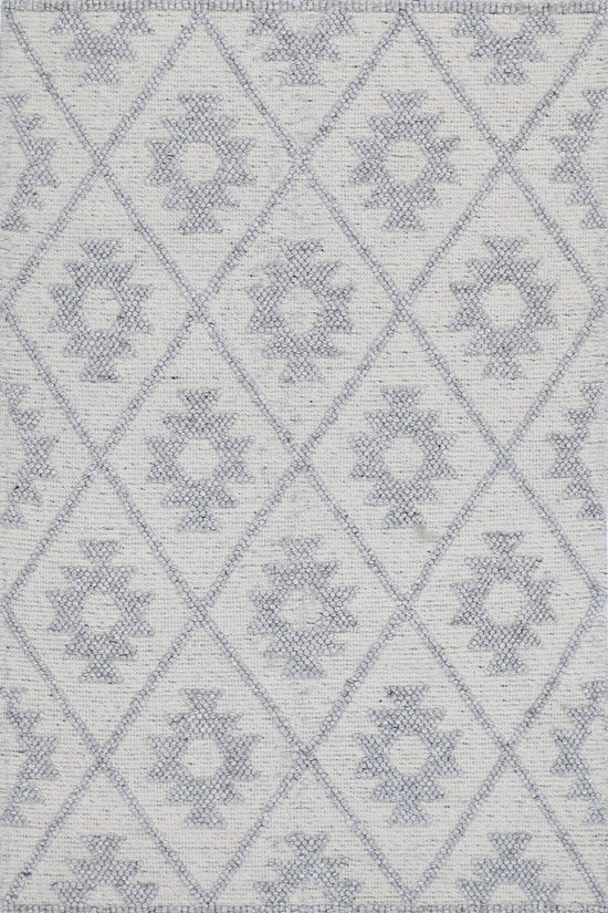 Diego Geometric Grey Wool Rug - DIEG04