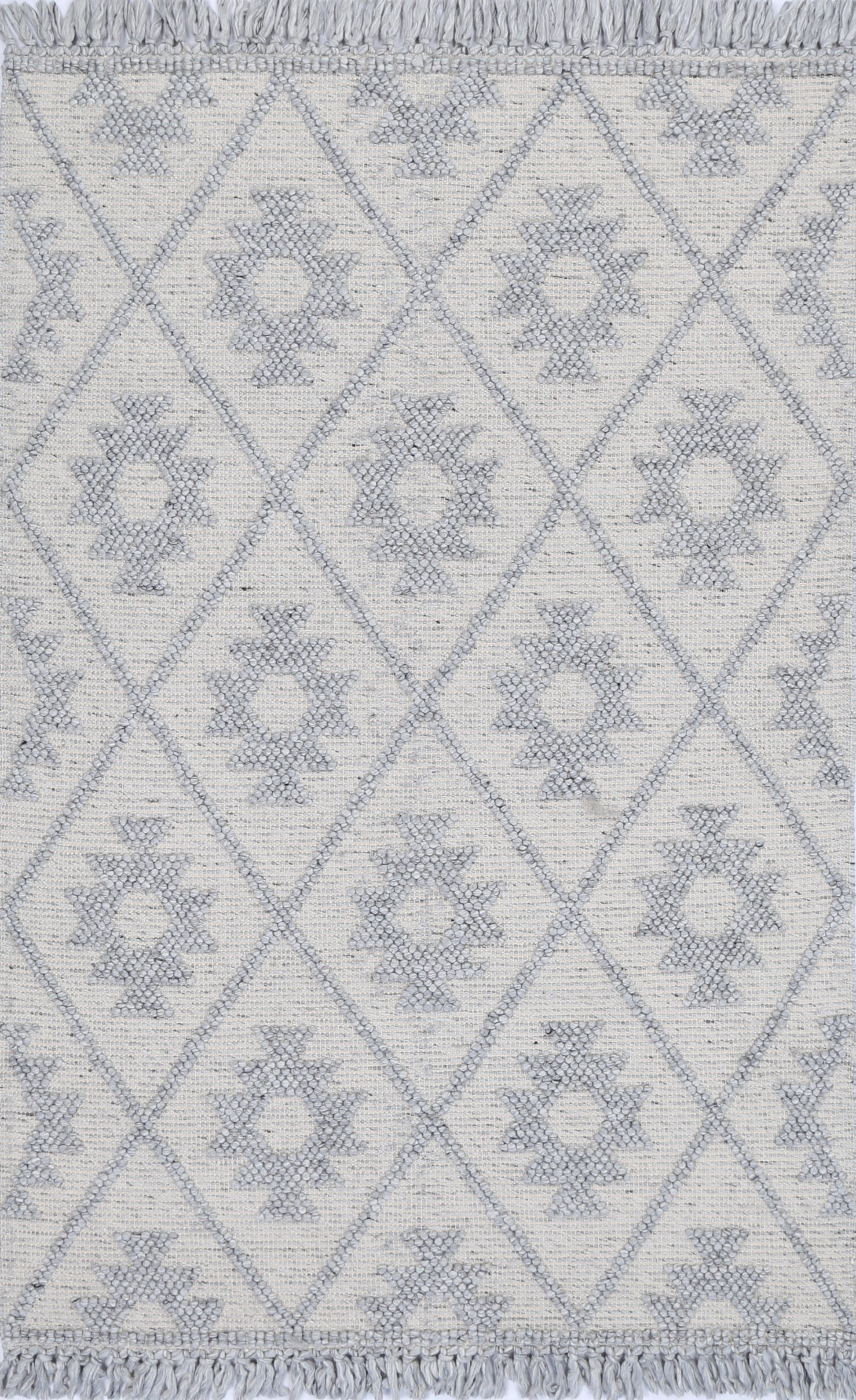 Diego Geometric Grey Wool Rug - DIEG04