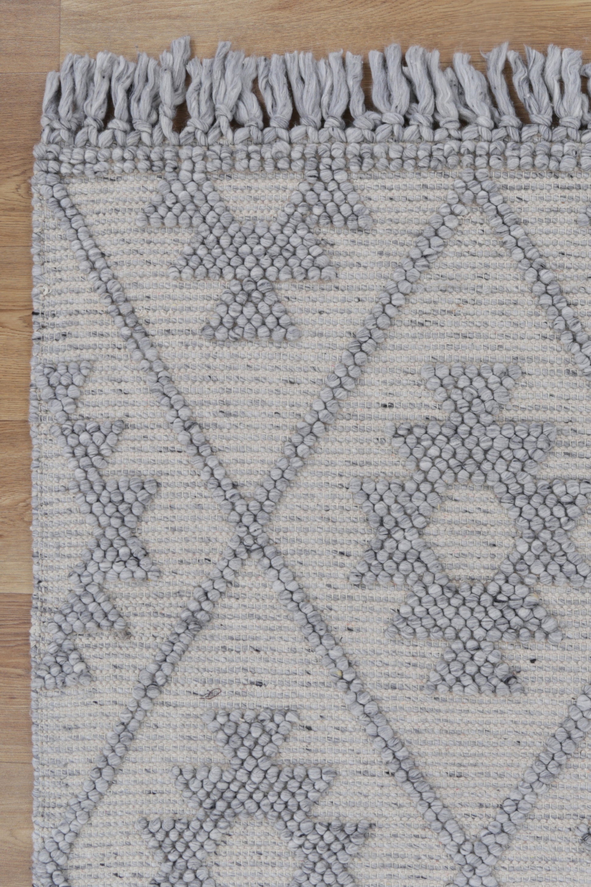 Diego Geometric Grey Wool Rug - DIEG04