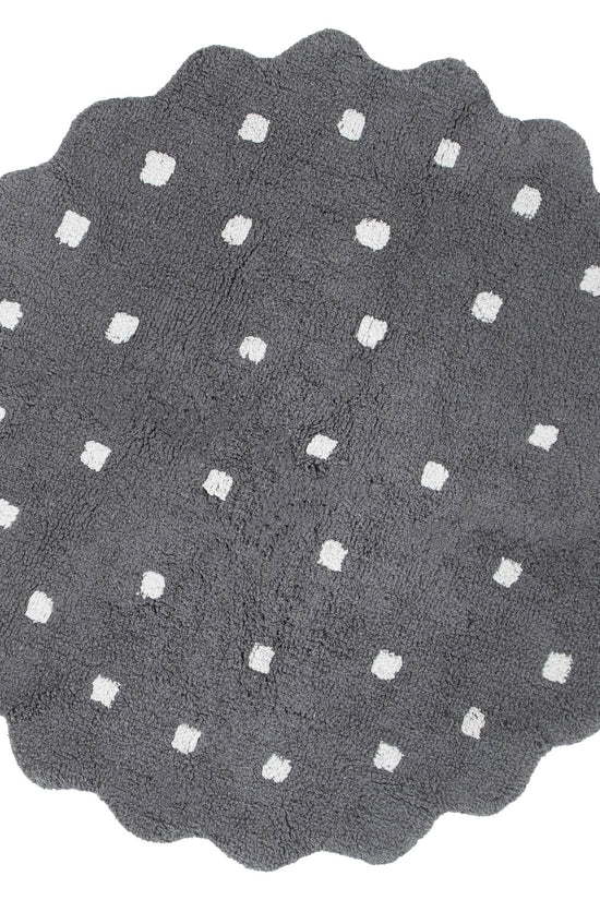 Mellow Round Scalloped Kids Rug Grey