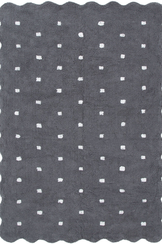Mellow Rectangle Scalloped Kids Rug Grey