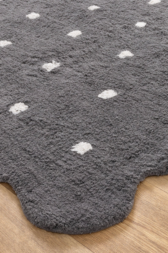 Mellow Rectangle Scalloped Kids Rug Grey
