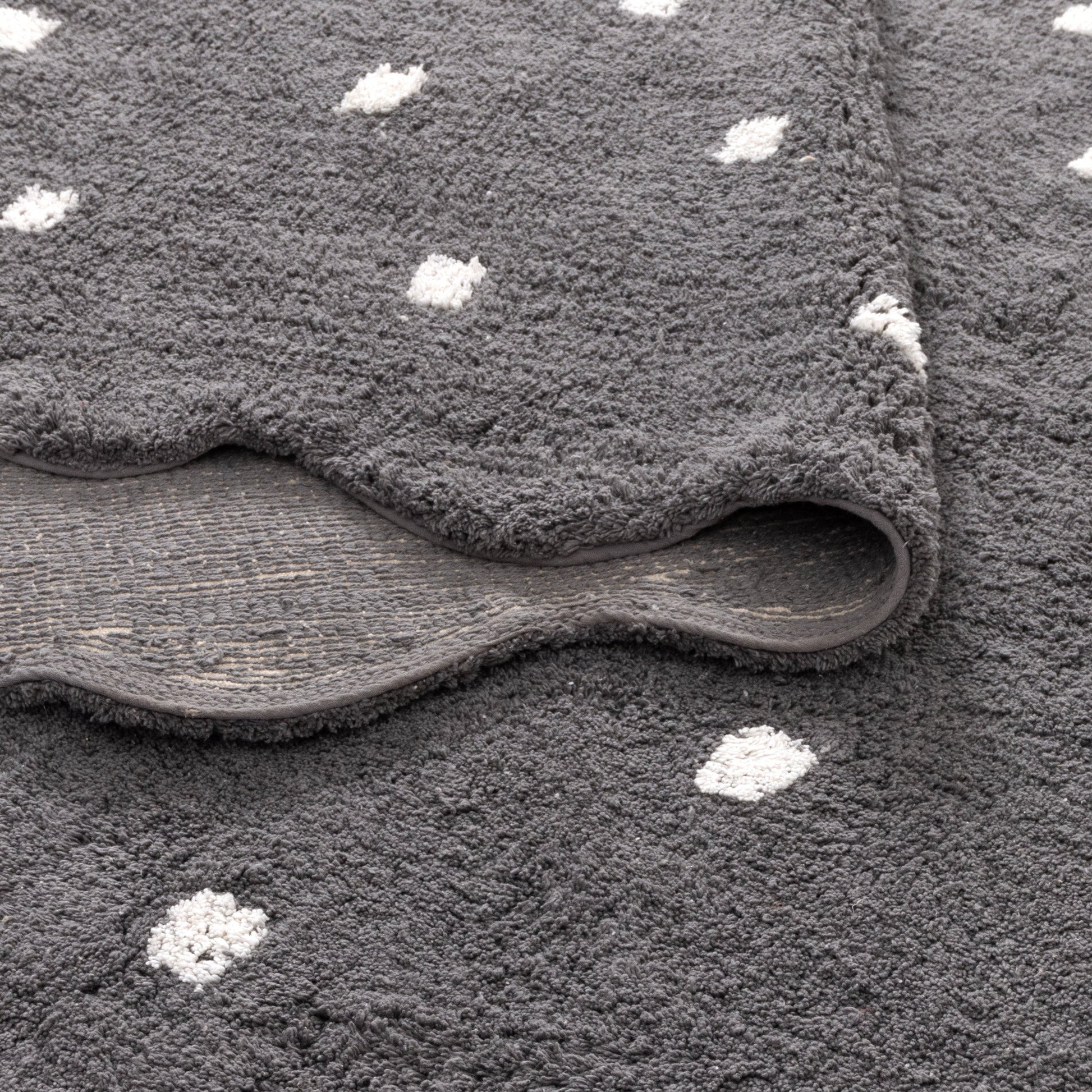 Mellow Round Scalloped Kids Rug Grey