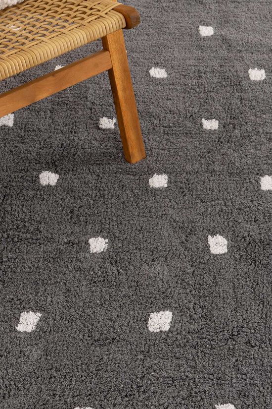 Mellow Rectangle Scalloped Kids Rug Grey