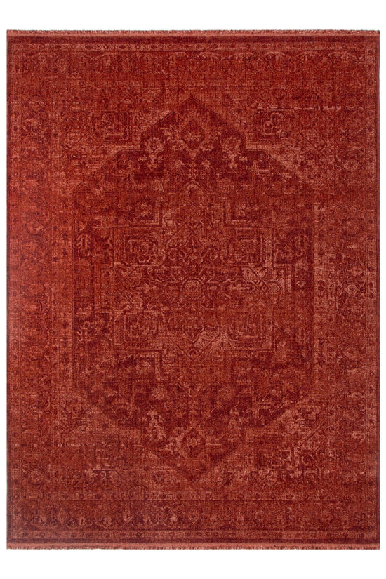 Heritage Distressed Medallion Rust Rug - H101 (Different Tassel)
