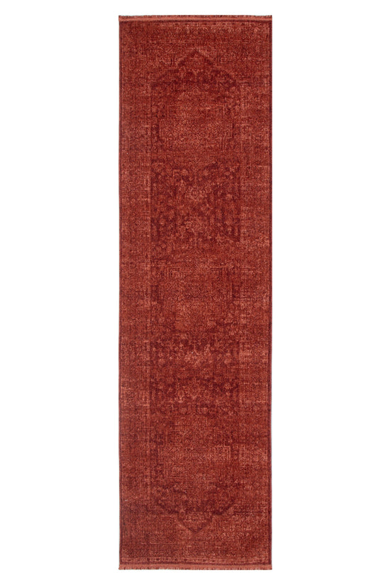 Heritage Distressed Medallion Rust Runner- H101 (Different Tassel)