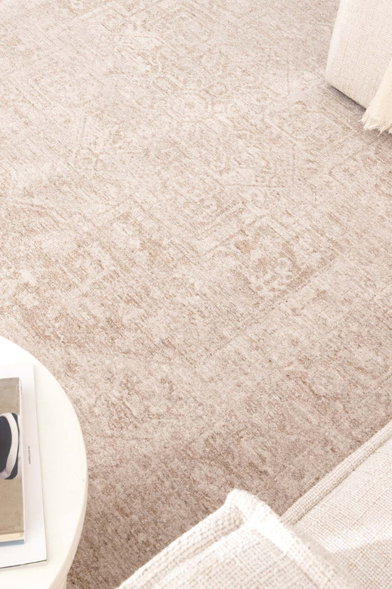 Heritage Distressed Medallion Beige Rug - H102- (Different Tassel)