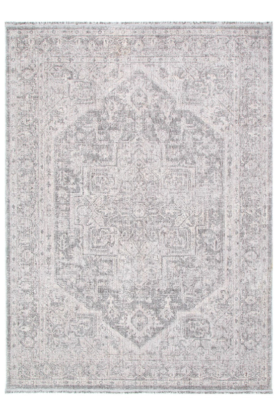 Heritage Distressed Medallion Grey Rug - H103:  (Different Tassel)
