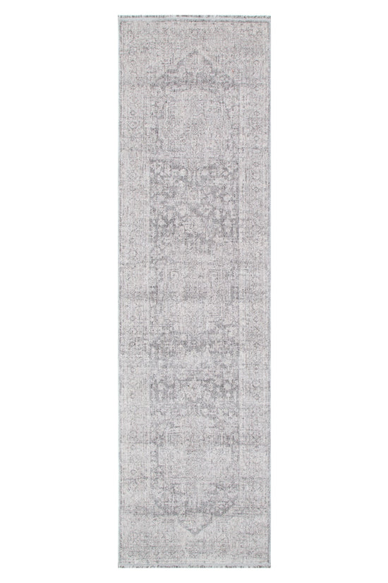 Heritage Distressed Medallion Grey Runner- H103:  (Different Tassel)