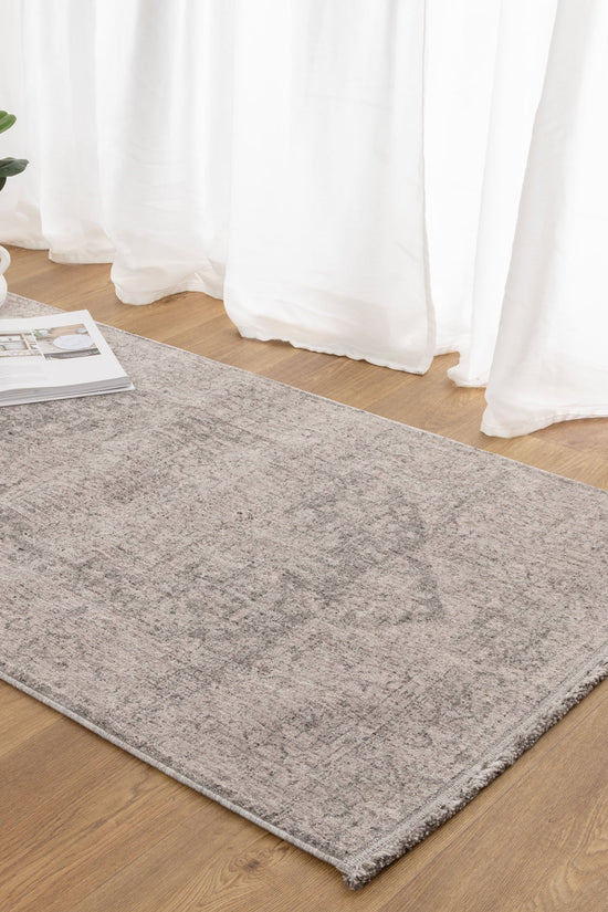 Heritage Distressed Medallion Grey Runner- H103:  (Different Tassel)