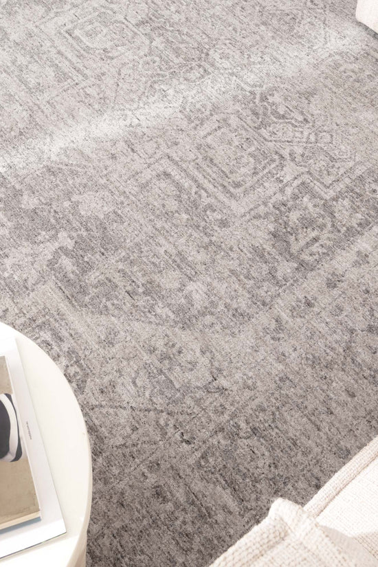 Heritage Distressed Medallion Grey Rug - H103:  (Different Tassel)