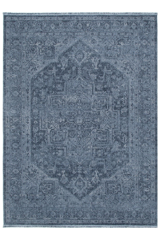 Heritage Distressed Medallion Blue Rug - H104: (Different Tassel)