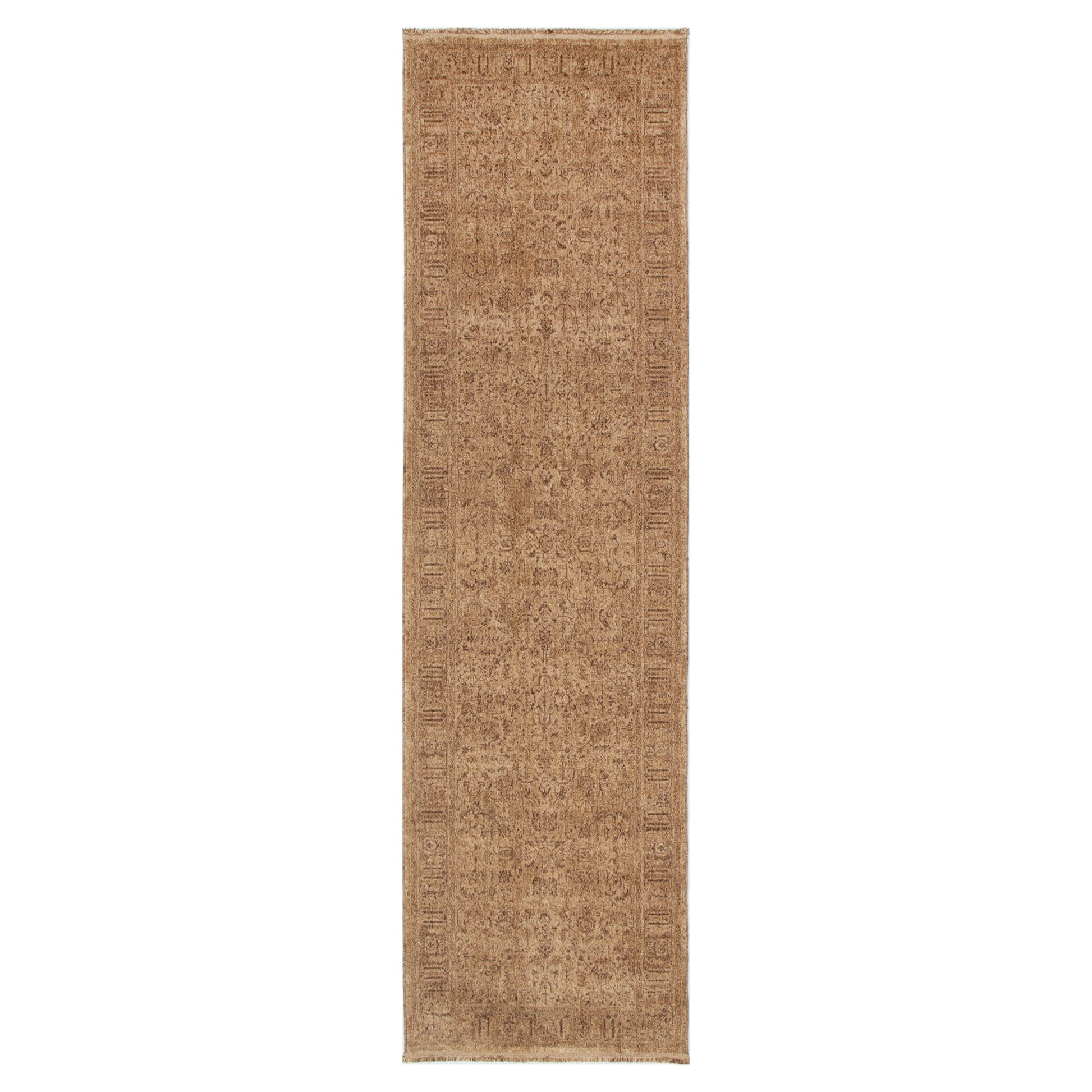 Heritage Distressed Border Mustard Runner- H105: (Different Tassel)
