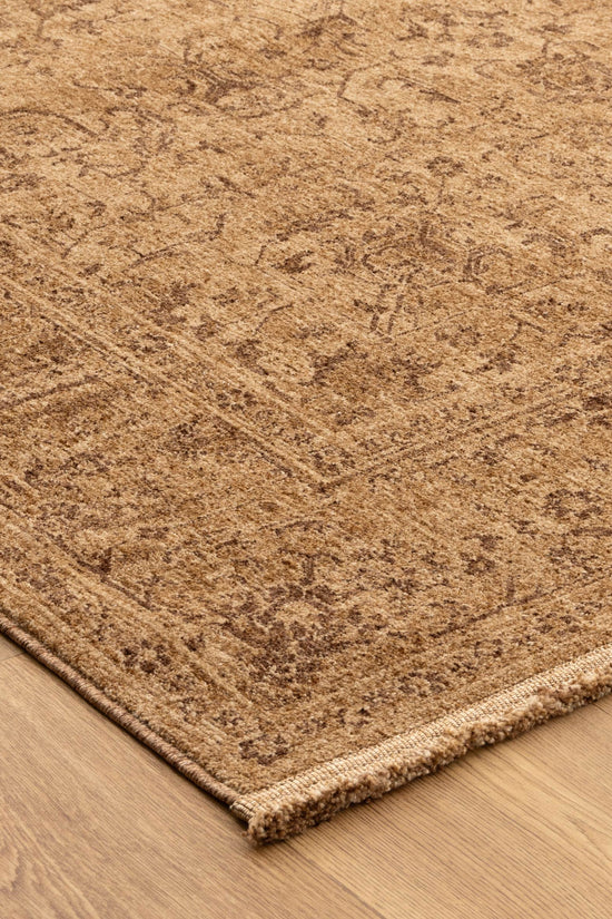 Heritage Distressed Border Mustard Rug - H105: (Different Tassel)