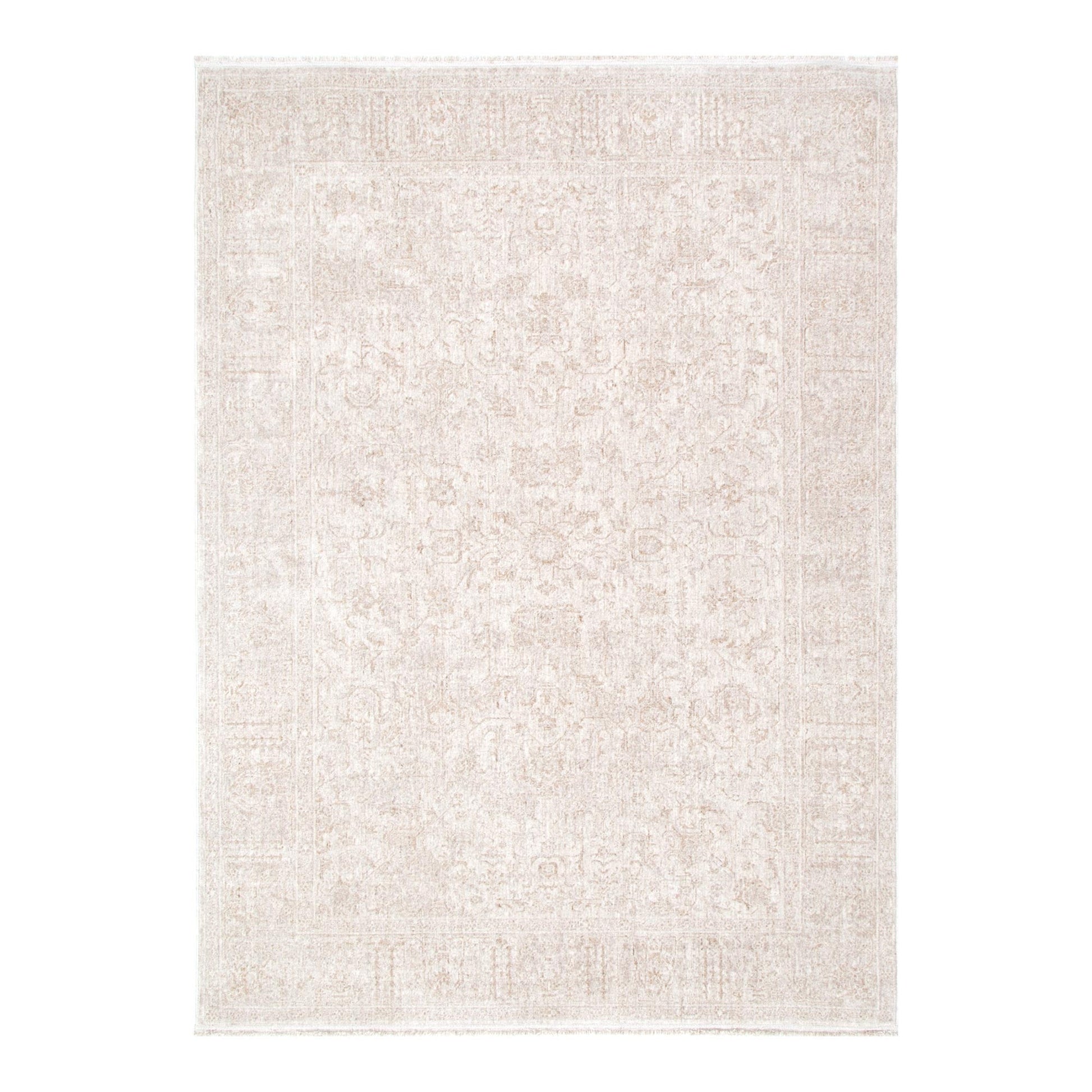 Heritage Distressed Border Beige Rug - H106: (Different Tassel)