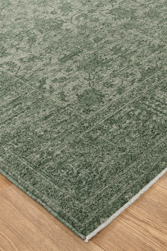 Heritage Distressed Border Green Rug - H107