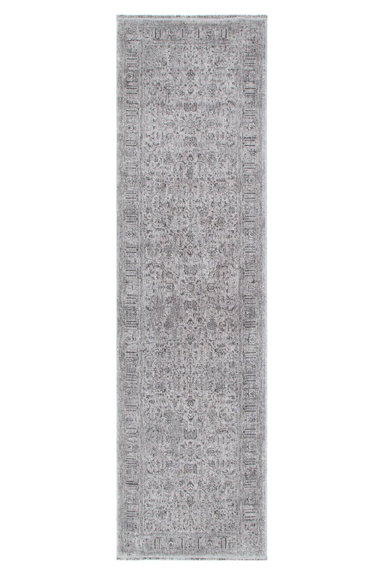 Heritage Distressed Border Grey Runner- H108: (Different Tassel)