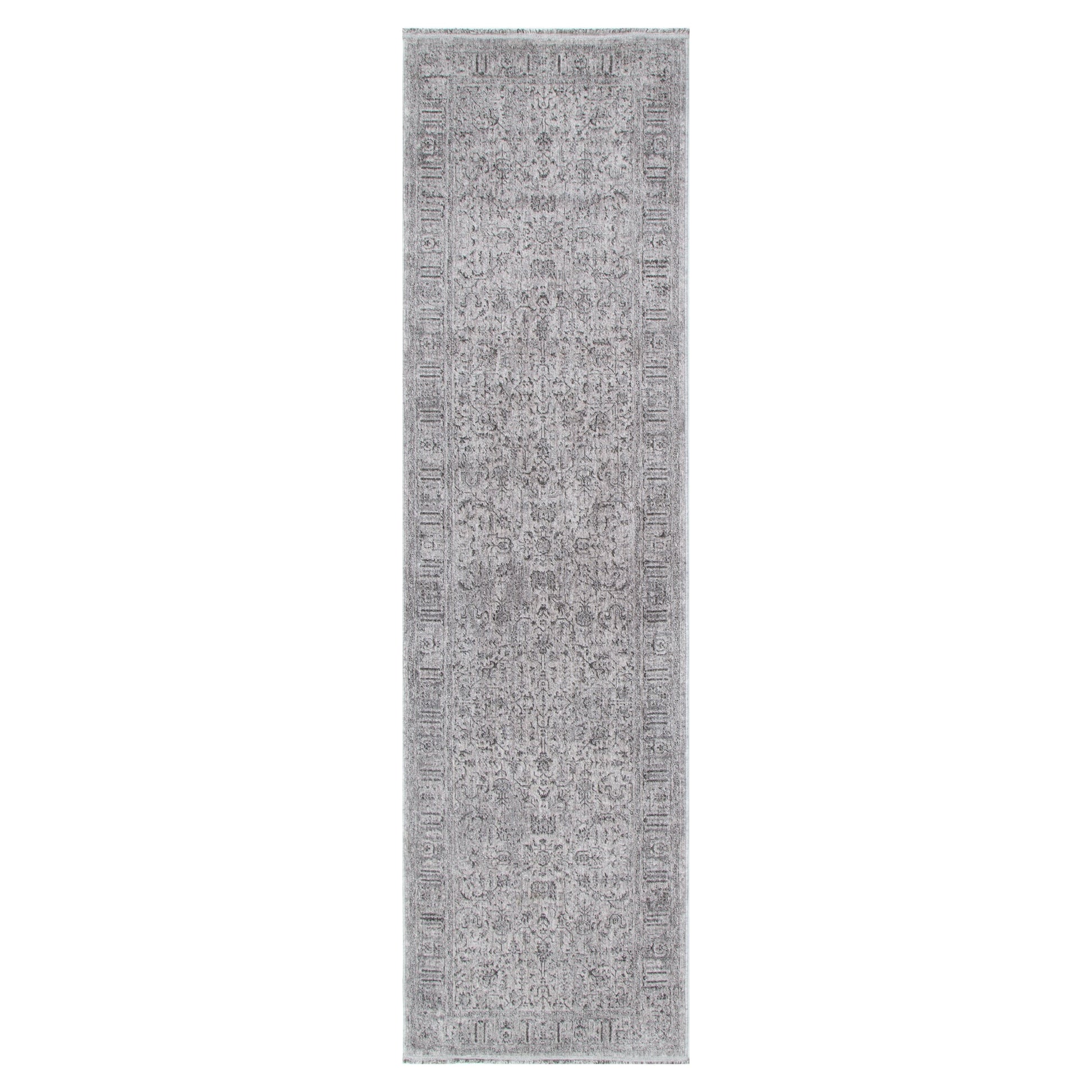 Heritage Distressed Border Grey Runner- H108: (Different Tassel)