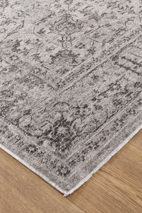 Heritage Distressed Border Grey Rug - H108