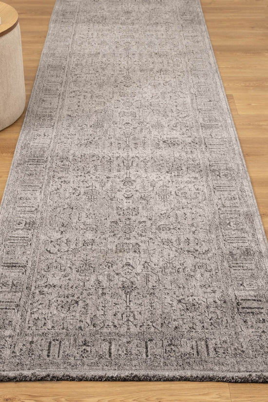 Heritage Distressed Border Grey Runner- H108: (Different Tassel)