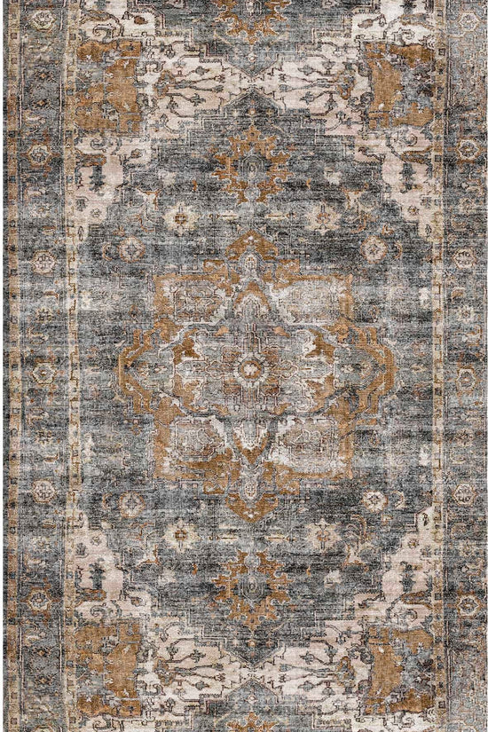 Distressed Vintage Cezanne Rabbit Gray Inca Gold Runner Rug - VITAL 2244-04