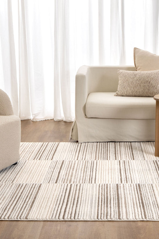 Sierra Lines Beige Brown Rug