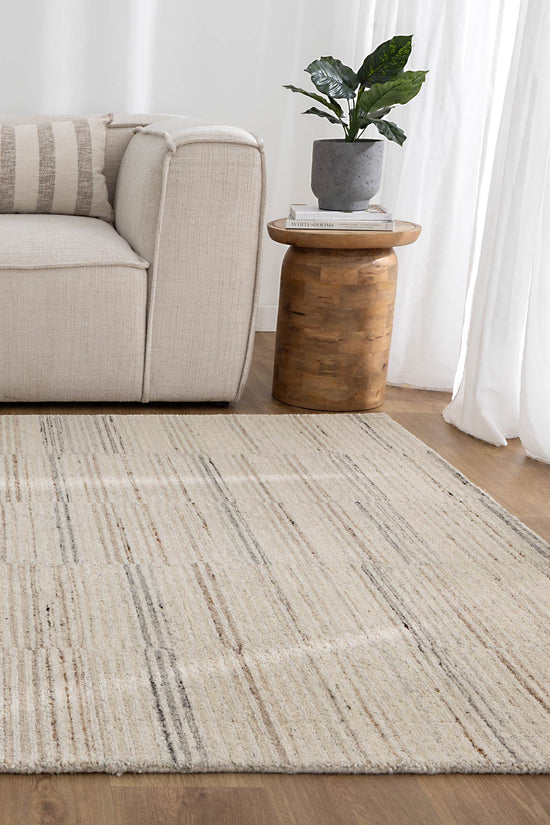 Praia Lines Natural Wool Rug