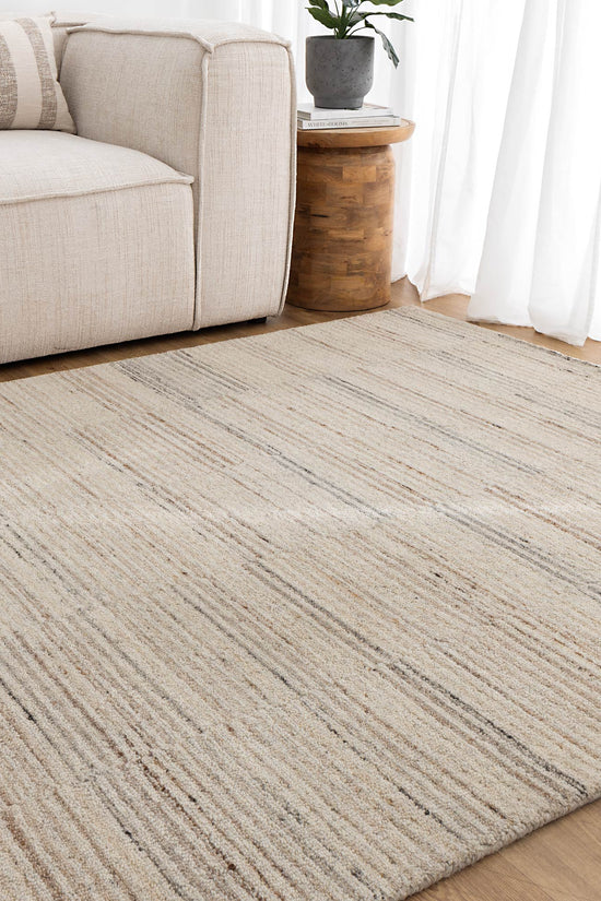 Praia Lines Natural Wool Rug