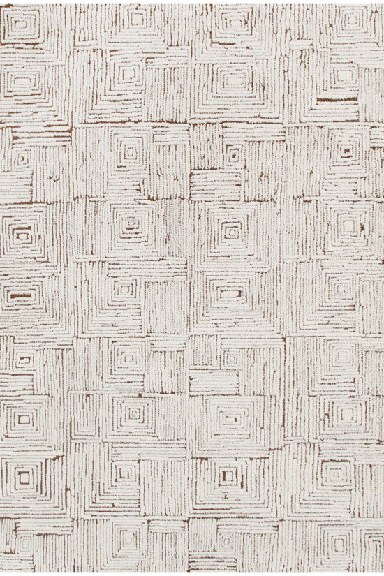 Mila Geometric Squares Cream Brown Rug - MIL8: New Arrival