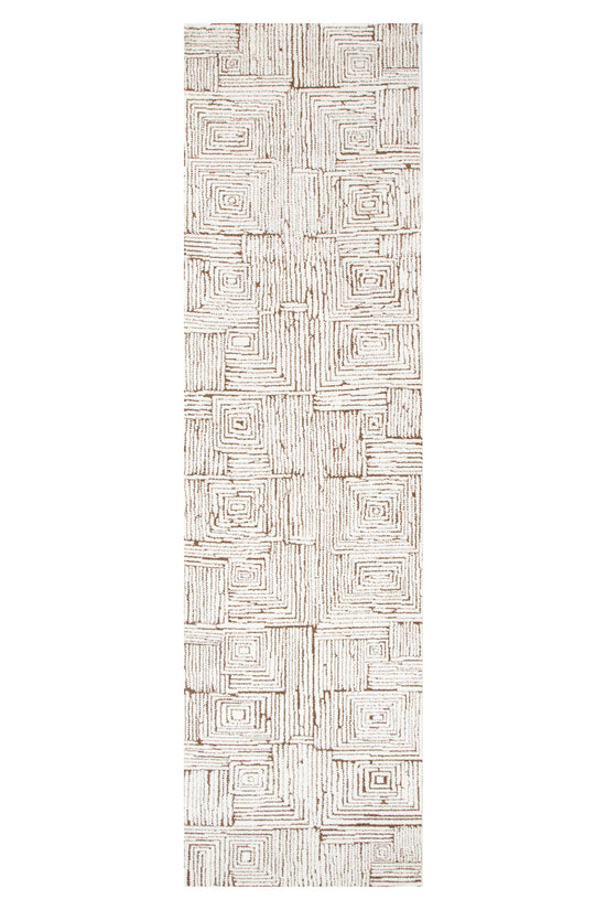 Mila Geometric Squares Cream Brown Rug - MIL8: New Arrival