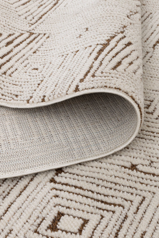 Mila Geometric Squares Cream Brown Rug - MIL8: New Arrival
