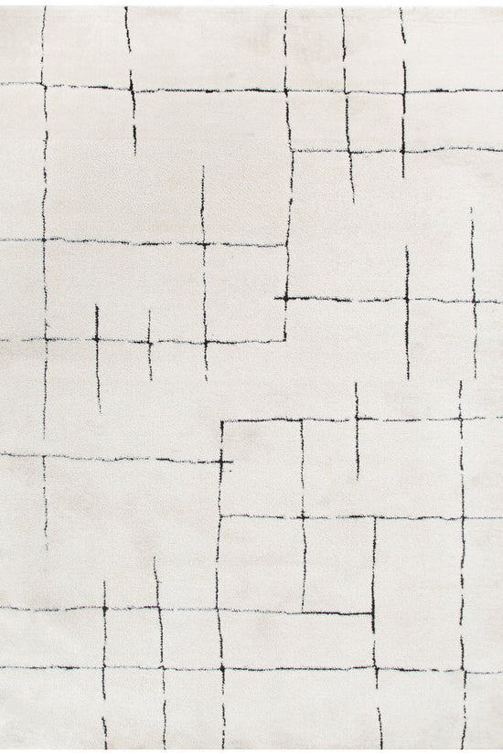 Mila Abstract Lines Black Cream Rug - MIL9: New Arrival