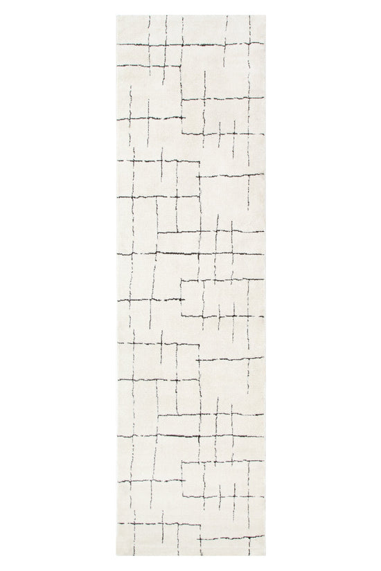 Mila Abstract Lines Black Cream Rug - MIL9: New Arrival