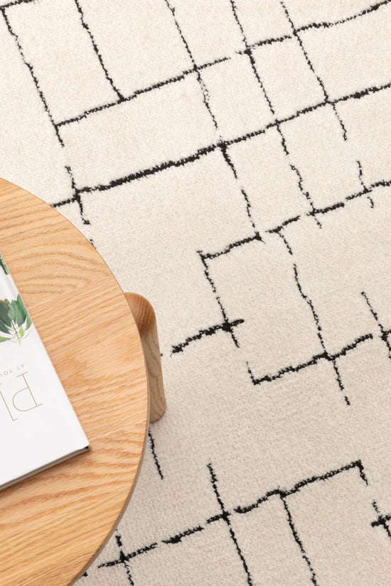 Mila Abstract Lines Black Cream Rug - MIL9: New Arrival